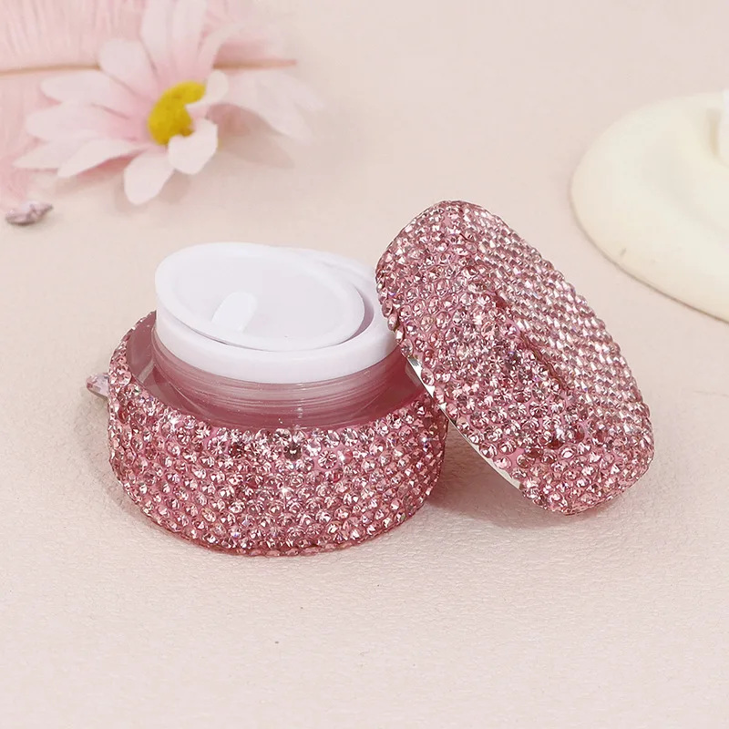 Sparkling Rhinestone Face Cream Glass Bottle Cosmetics Sample Empty Bottle Portable Travel lotion Container Reusable Storage Jar