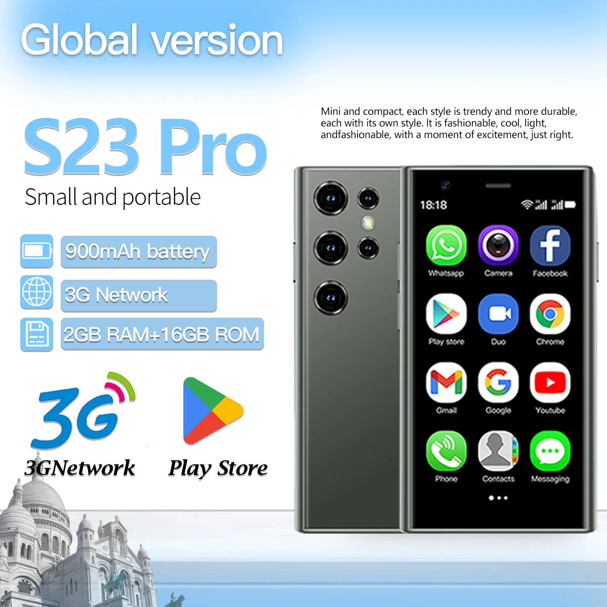 Mini small screen mobile phone 3G national network communication portable backup support Play Store Fashionable and simple