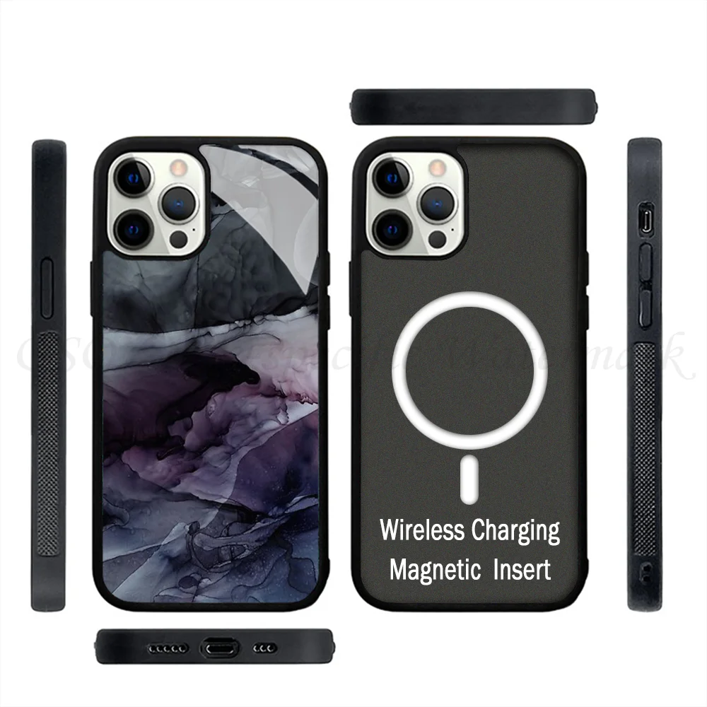 Moody Dark Chaos Inks Abstract Phone Case Strong Magnetic For IPhone 15 14 13 Pro Max 11 12 Mini Alex