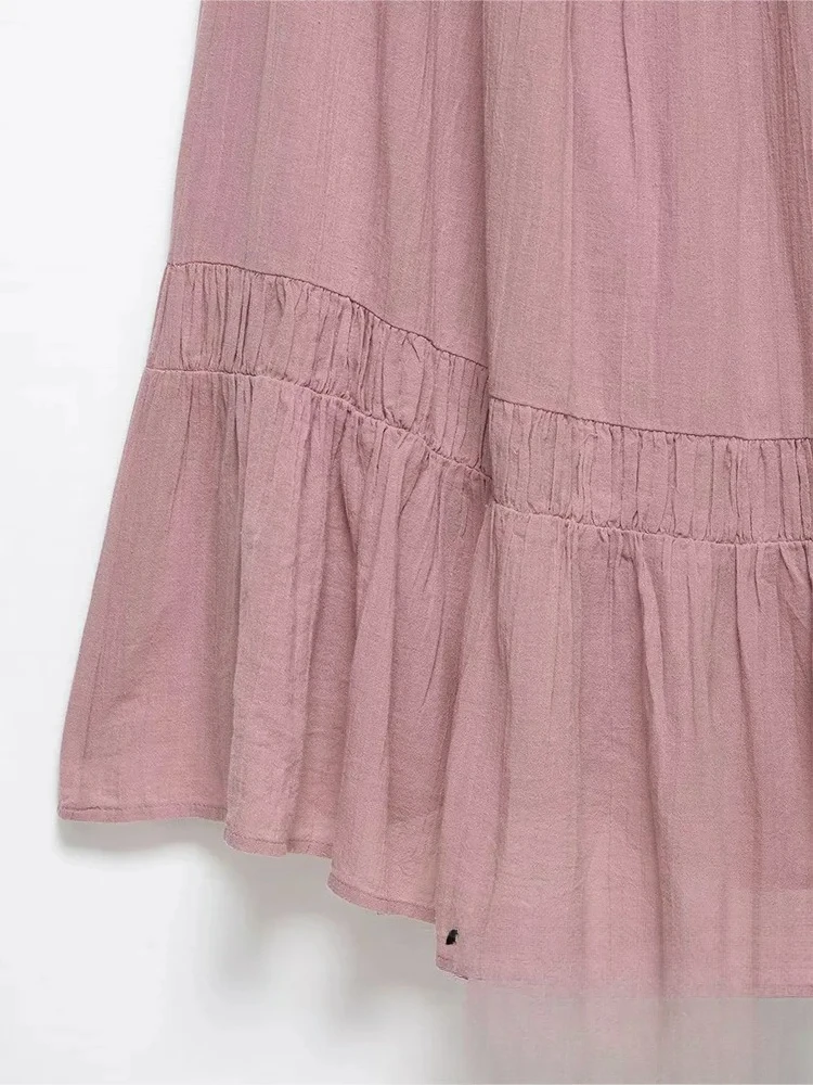 KONDALA-vestido Sexy de color rosa liso para mujer, vestido largo drapeado sin mangas, moda 2025, vestido de playa sin espalda para vacaciones de primavera y verano