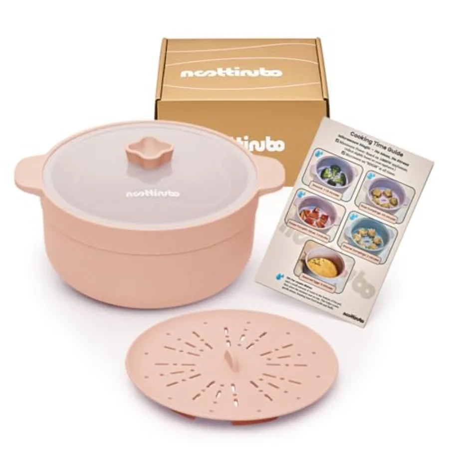 

Microwave Egg Cooker and Ramen Cooker 1.2L Silicone Microwave Steamer Pot with Lid and Steamer Mat BPA-Free Dishwasher Safe