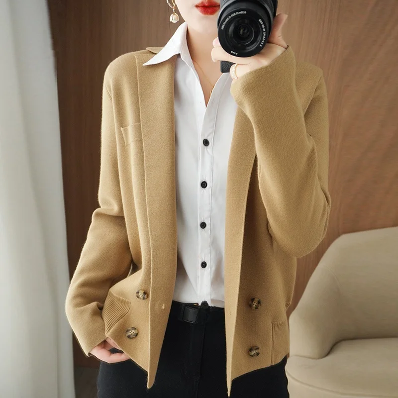 

Faionable ort Вязаный кардиган Женская верхняя одежда V-Ne Long Sve Верхняя одежда для похудения Весна Осень Новый Sle