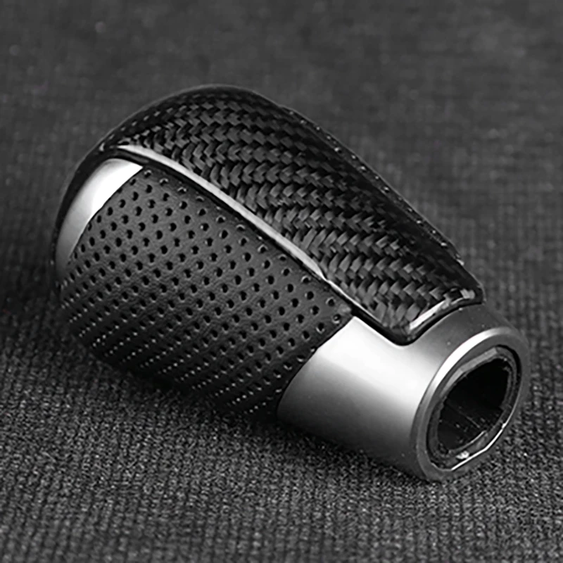 A13Z-Carbon Fiber Leather Gear Shift Knob Gear Head Shift Knob Cover Modified Replacement For Mazda Axela CX-5 Atenza Black