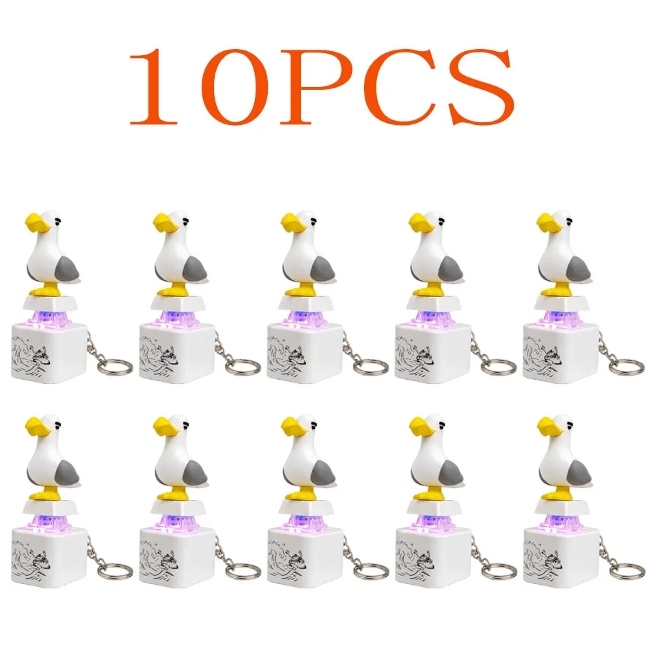 Funny Mine Bird Voice Keys Luminous Electronic Pendant Keyboard Decompression Sound Little Seagull Creative Keychain USB Model