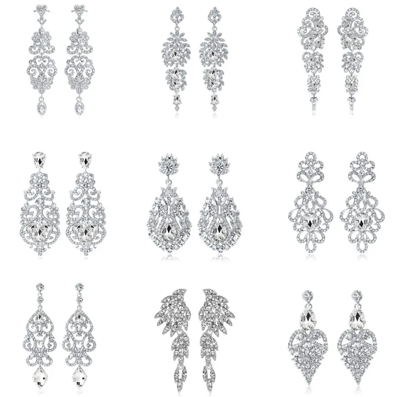 Luxury Cubic Zirconia Long Drop Earrings for Women Wedding Dangle Earrings Party Indian Jewelry Accessories Gift