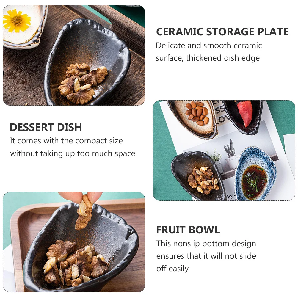 

1Pcs Durable Ceramic Dipping Bowl Creative Shell Shape Nonslip Bottom Thickened Edge Practical Seasoning Plate for Sauces and
