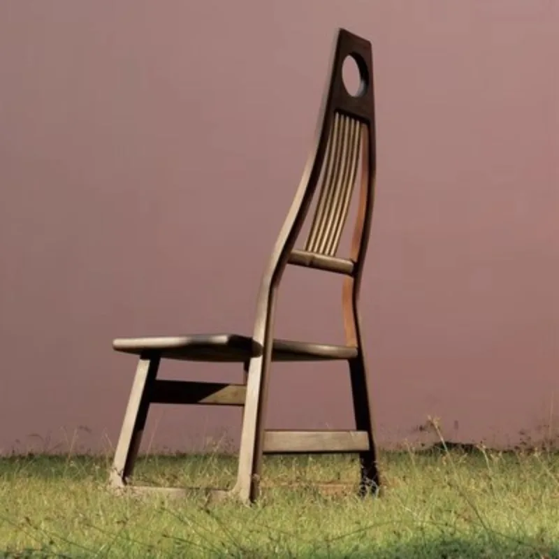 Solid wood dining chair wabi quiet wind high backrest single chair surprise quiet wind