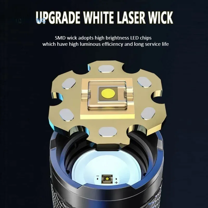 10000LM LED Super Bright Flashlight Rechargeable Zoomable Work Lamp Powerful Tactical Torch Outdoor Waterproof Emergency Lamp