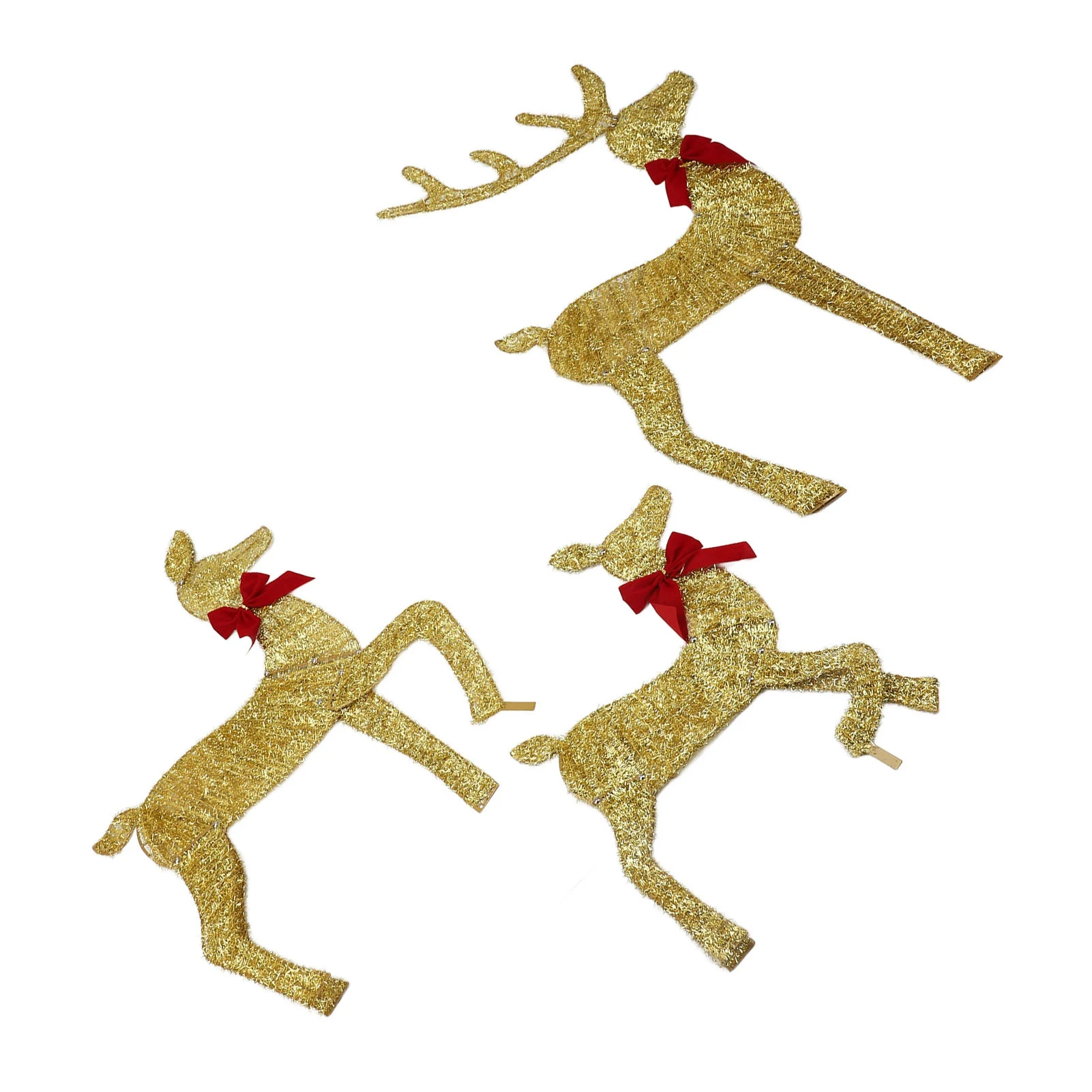 Xmas Deer Family Decoration Set Easy Assembly Battery Operated Long Service Life 3 Piece Reindeer Family Beautiful for Yard