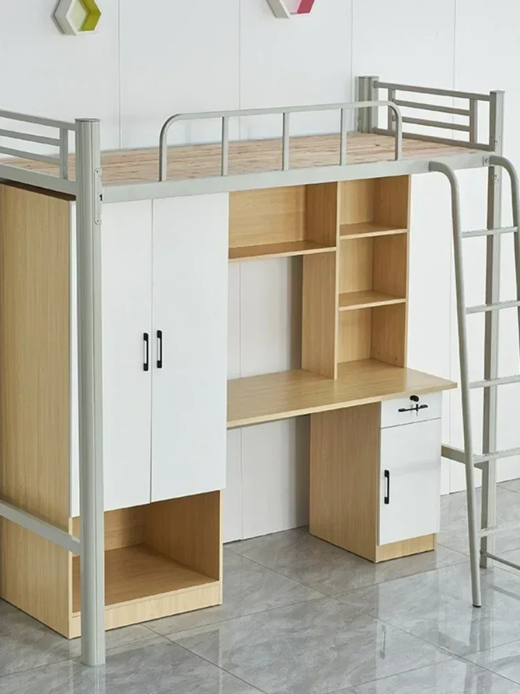 Bed Table Combination College Student Dormitory Iron Wardrobe Desk Integrated Bed Staff Dormitory Height Apartment Bed