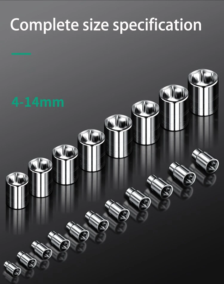 4-14mm Buchse 1/4 Schnittstelle Kurzer Sechskantschlüssel Mutter Schlüssel Automobil Maschinen Werkstatt Wartung Schraubendreher Bit Handwerkzeuge – Detail 10