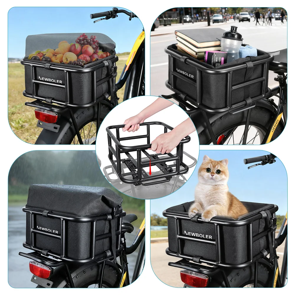 Hinten Fahrrad Korb Fahrrad Gepäckträger Tasche Quick ReleaseFron E-Bike Korb Fahrrad Körbe Hinten Rack für OutdoorTravel Shopping – Detail 1