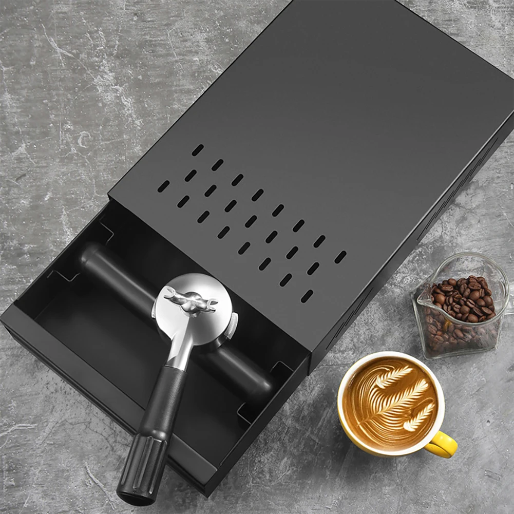 Caja de café molido de acero inoxidable, cajón tipo Knock Case, 11,02x7,09x2,48 pulgadas, accesorios para barra de café