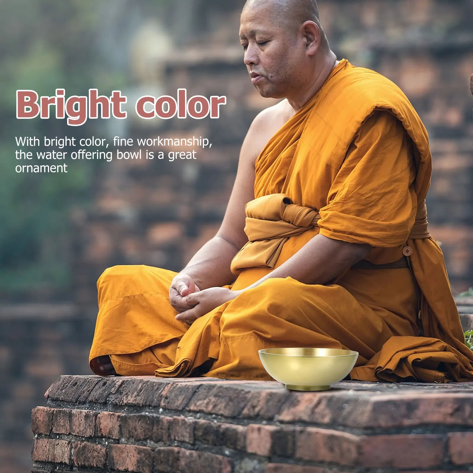

Brass Offering Temple Decorative Water Bowl Bowl for Holy Prosperity Supplies Smooth Inner Elegant
