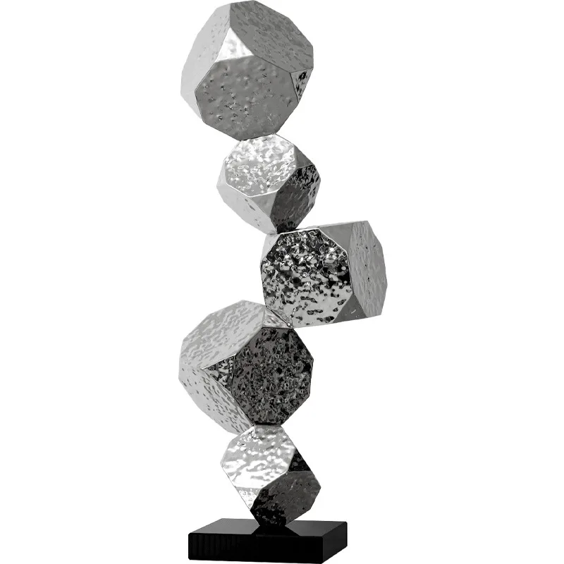 Modern light luxury stainless steel sculpture floor-to-ceiling living room decoration model room soft decoration art decoration