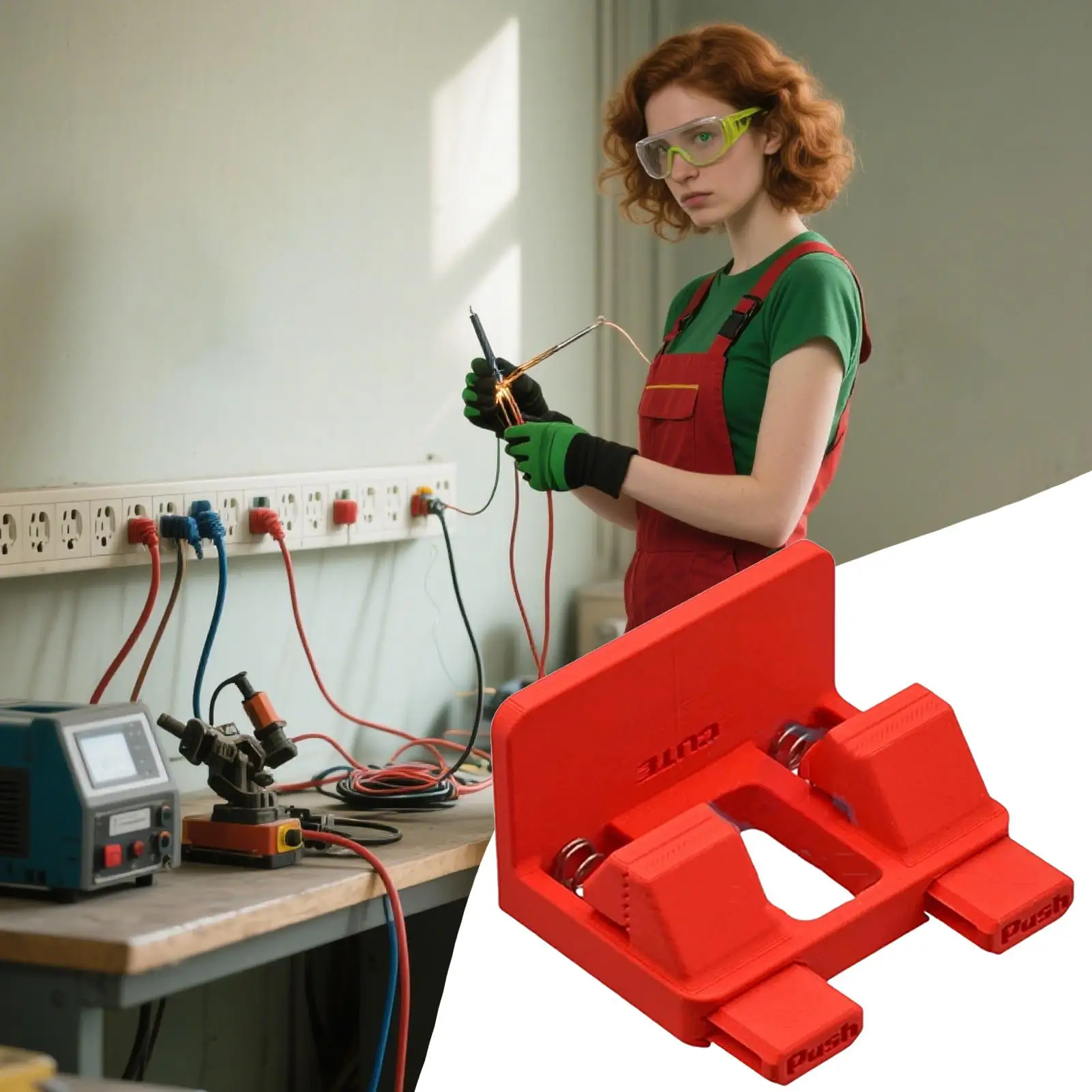 Supporto per filo per saldatura Strumento per morsetto per saldatura per filo elettrico Morsetto per saldatura portatile per l'assemblaggio del cablaggio MIG di saldatura