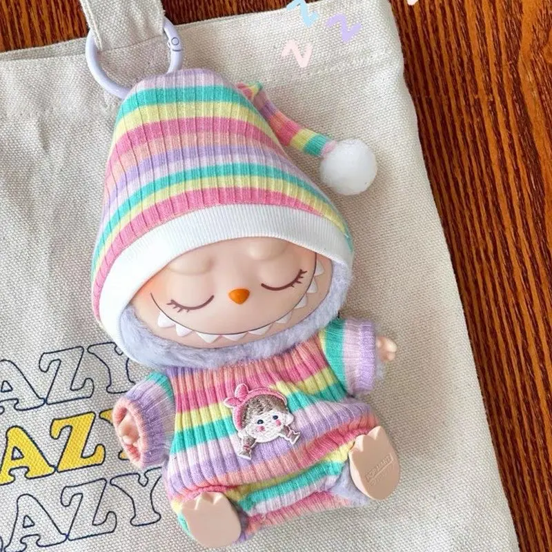 Labubu Jumpsuit Hat Set Mini Cute Doll Replacement Clothes Dolls Decoration Accessories