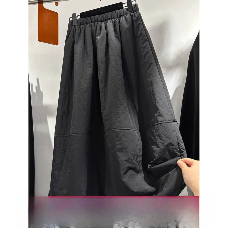 

High Waist Cotton Lined Lantern Skirt Loose Casual Versatile Women's Flower Bud Skirt Commute Sle Polyester Fiber