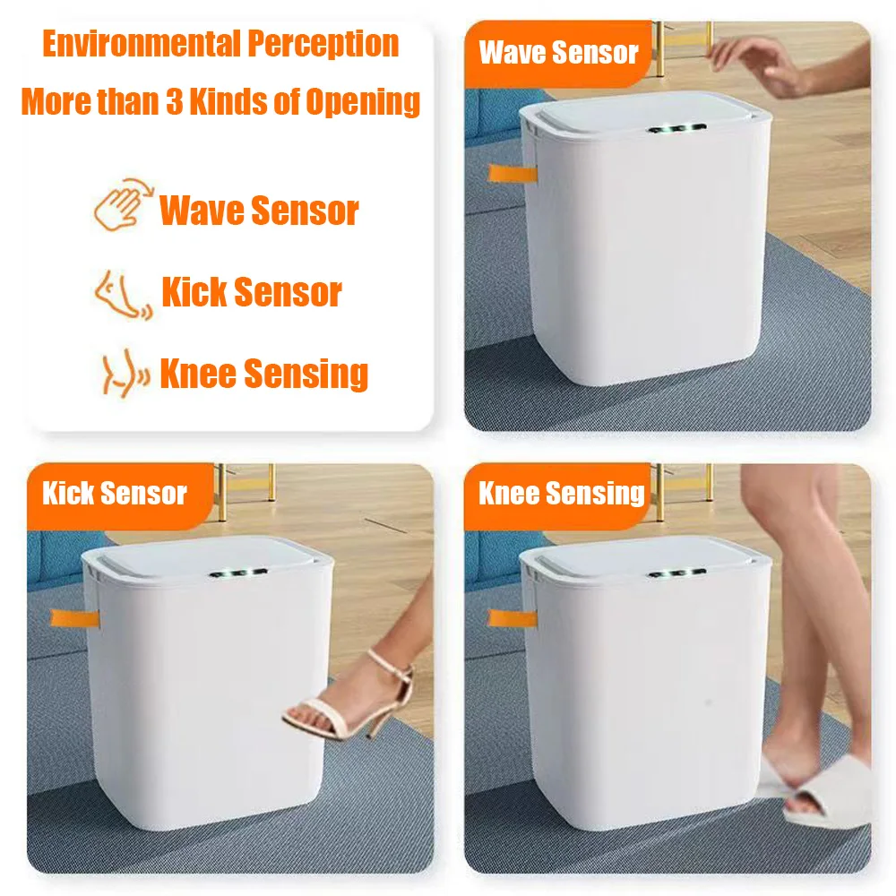 Bathroom Automatic Trash Can，Touchless Motion Sensor Can with Lid Smart Electric Narrow for Living Room Bedroom Office Kitchen