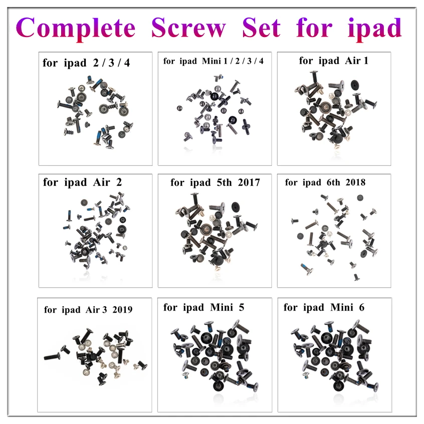 Motherboard Inner Bottom Dock Bolt LCD Full Complete Screw Set for IPad Air Mini 1 2 3 4 5 6 5th 2017 9.7 6th 2018 7 8 9 2019