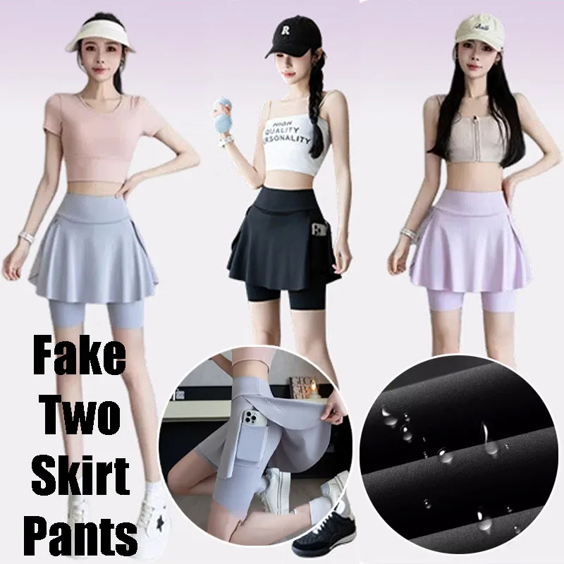 Plus Size Qui Dry Anti-Light Skirt Pants Women's Yoga Fitn Running Orts Skirt Morning Run Sportswear