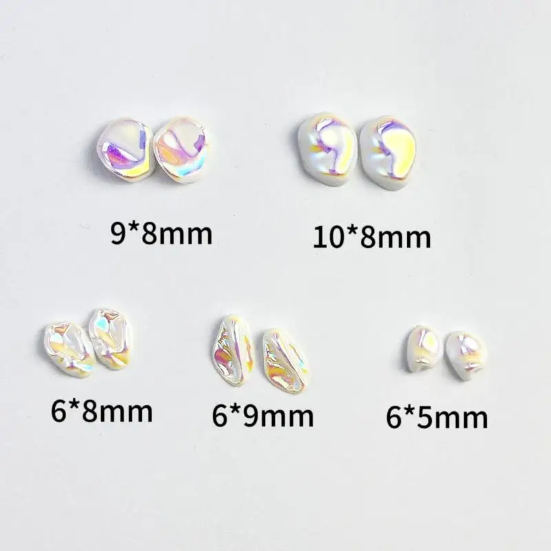 50Pcs Simulated Baroque Pearls Nail Art Charms Irregular Flat Bottomed Gradient Pearls Nail Decoration for DIY Nails Jewelry