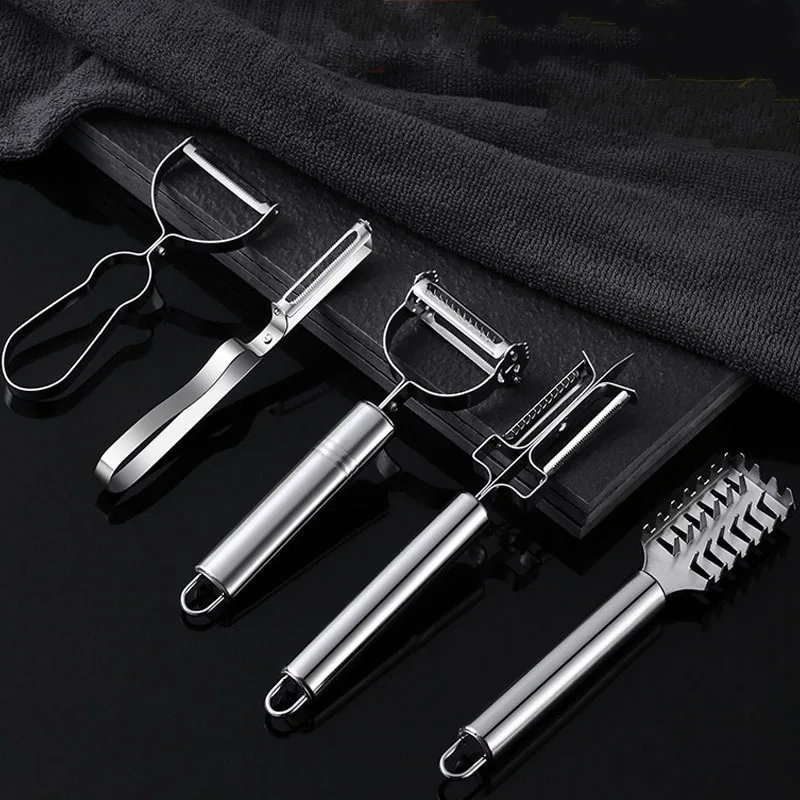 3 in 1 Stainless Steel Manual Potato Peeler Garlic Food Crusher Vegetable Fruit Slicer Kitchen Chopper Sharp Fish Scale Cutter