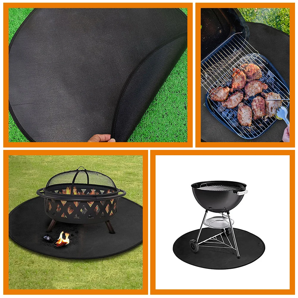 

Bbq Barbecue Mat Balcony Fire Pit Insulation Pads Resistant Black Silicone Fireplace Mats Fireproof