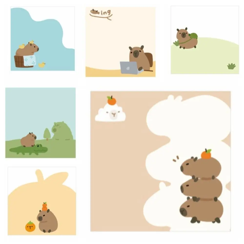 100 Sheets Notebooks Capybara Capybara Memo Pad Posted Ins Notepad Kawaii Cartoon Message Paper Office