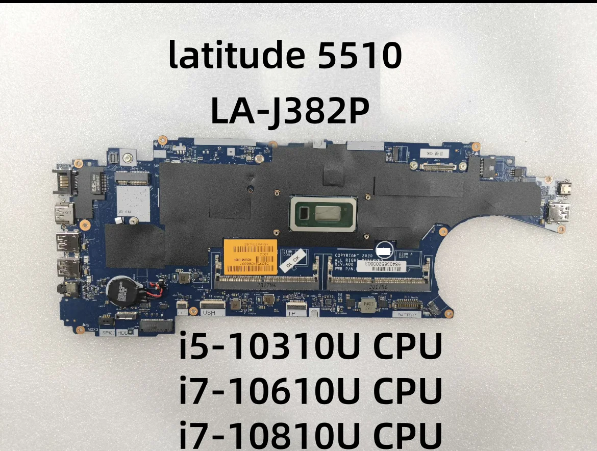 FDW50 LA-J382P CN-0KMP80 0KMP80 0JHN2X 0JJ0XJ Original For Dell Latitude 5510 Laptop Motherboard i5-10310U i7-10610U  i7-10810U