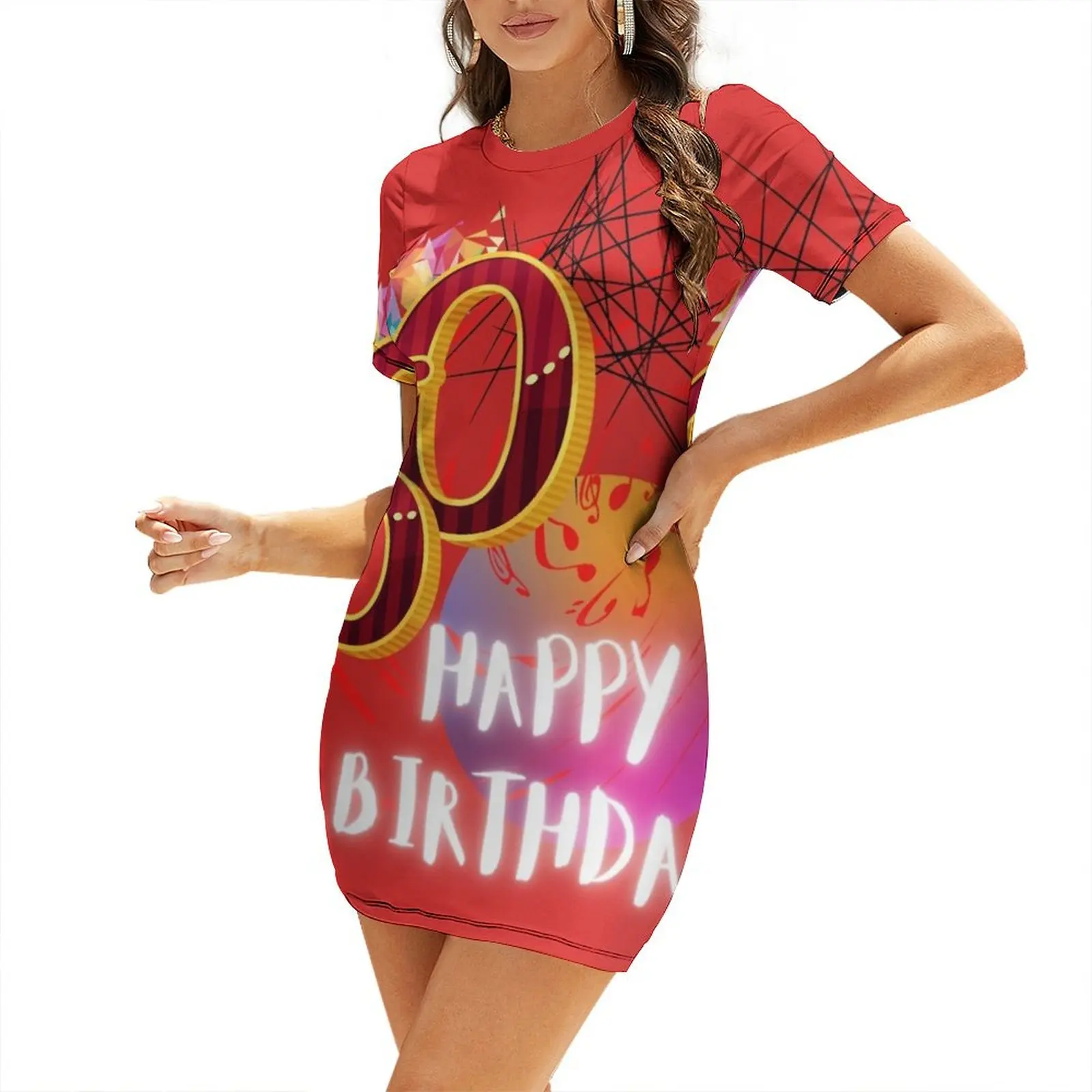 

HAPPY BIRTHDAY, 60TH BIRTHDAY, ABSTRACT ARTWORK, Short-Sleeved Dress dresses for special events Dress