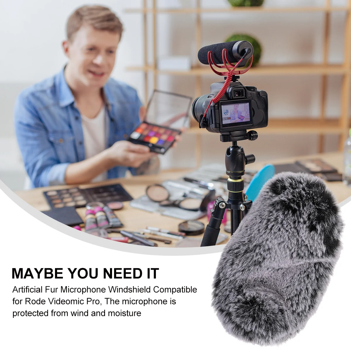 

1Pcs Microphone Windscreen Compatible with Rode Videomic Windproof Cover Premium Ventilation Sound Clarity Anti-Wind