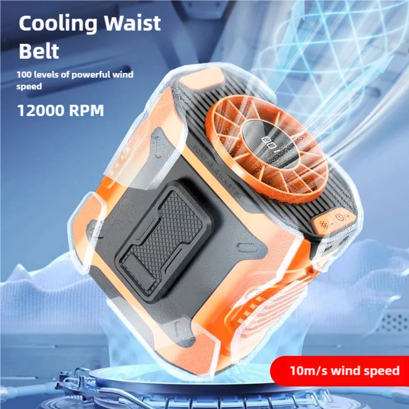 

2025 New 5000mAh Portable Outdoor Waist Fan Hanging Neck Strong for Construction worker, fishing, student, cook,Delivery rider
