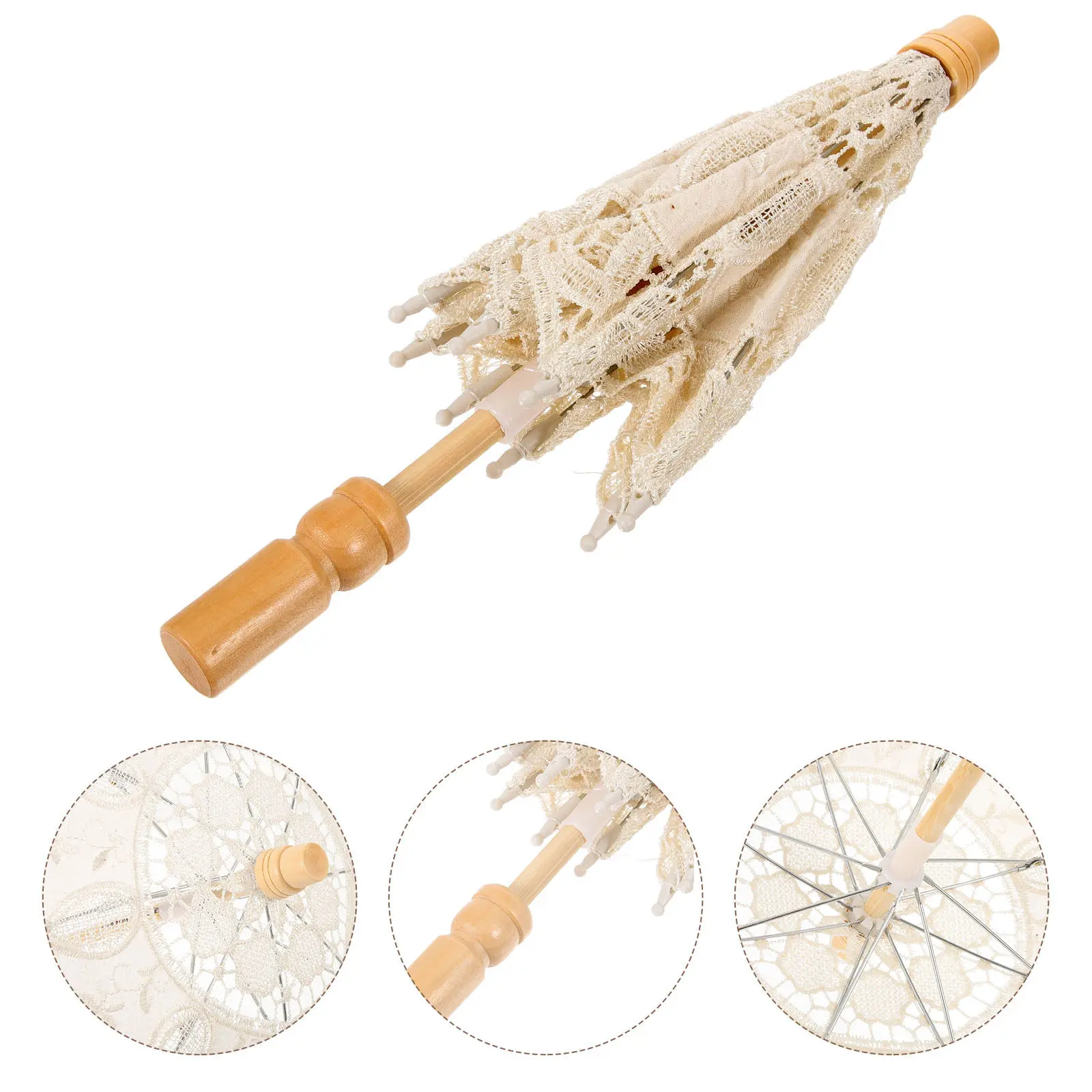 

Свадебный кружевной зонт-парасоль с деревянной ручкой, премиум-класса, для фотосессий, стильный декор для дома, реквизит для сценических выступлений и танцев