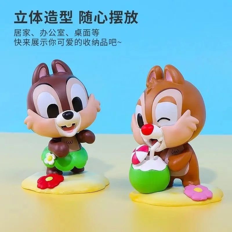 Disney Beach Series Figure Mickey Chip \'n\' Dale Anime Figure Tidal Play Model Dolls Room Car Decoration Children Birthday Gift