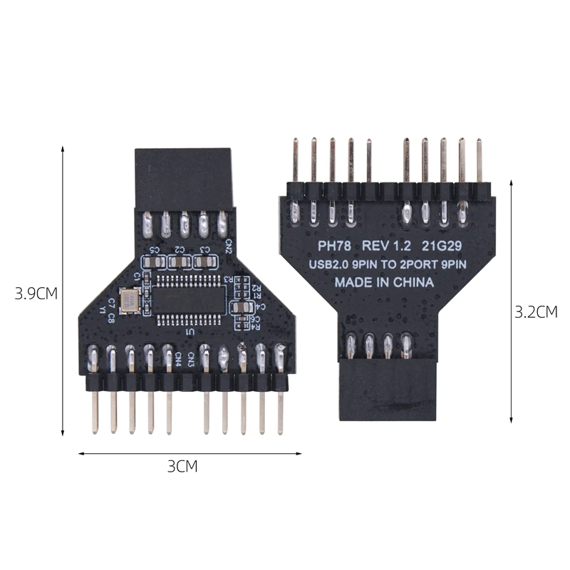 Nieuwe Usb 2.0 9 Pin Splitter Moederbord Usb 9pin Header 1 Naar 2 Extensie Adapter 9-Pins Usb Hub Usb2.0 Connectoren Voor Rgb Lamp Fan