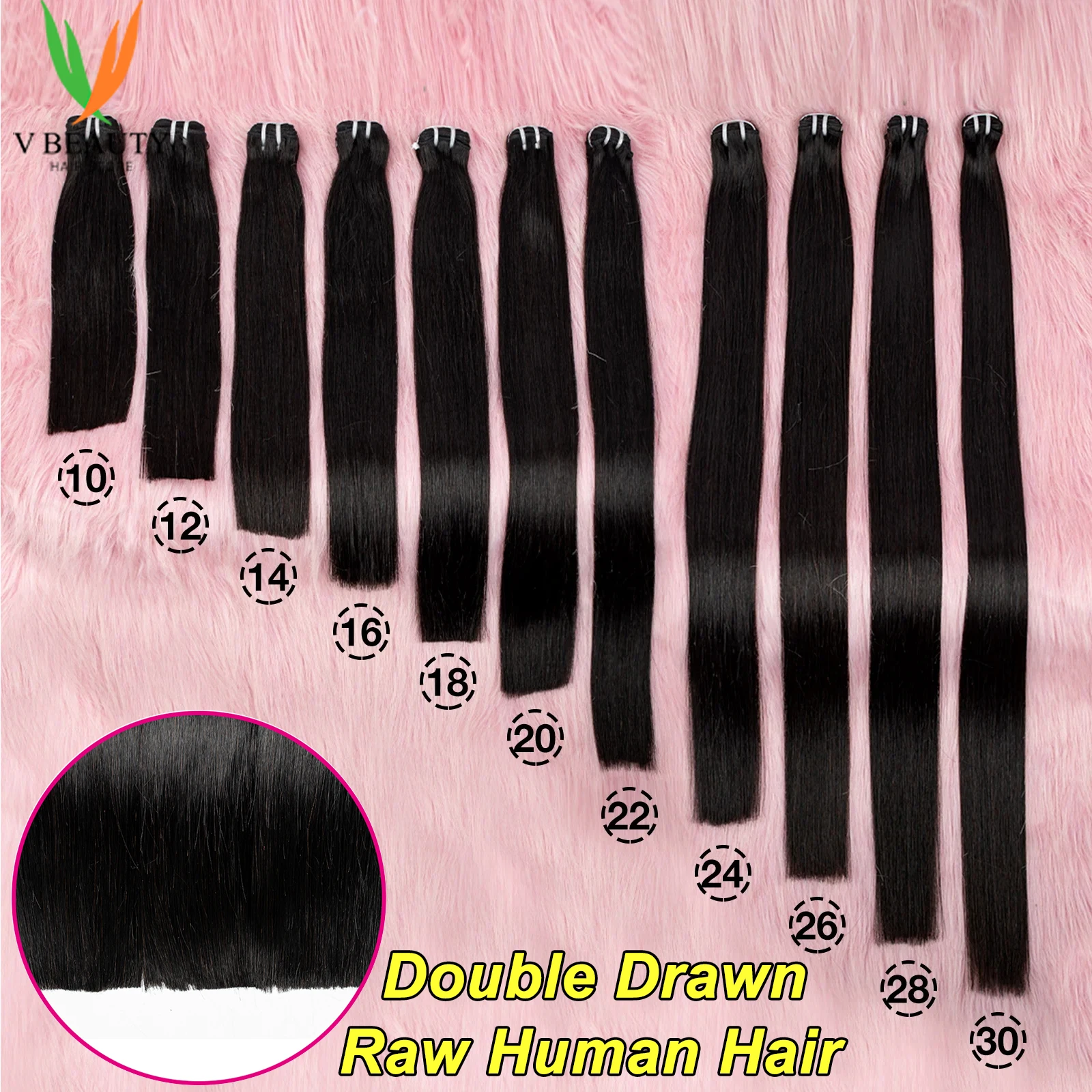 V Beauty 16A Grade Double Drawn Unprocessed Raw Vietnamese Human Hair Bundles 100% Virgin Hair Straight Bundles Extensions