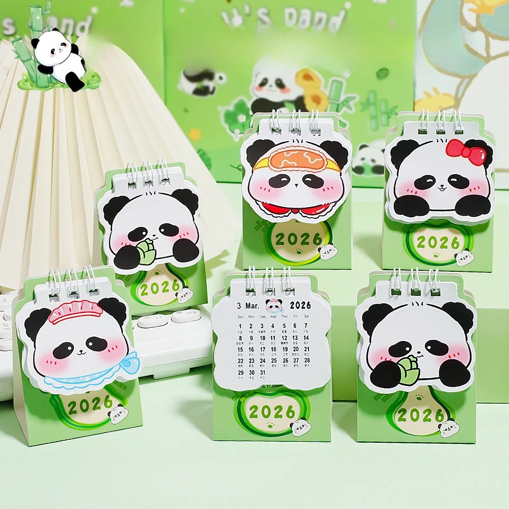 2026 Mini Cute Red Panda  Desk Calendar Compact and Portable Creative Desktop Ornaments Mark Notes Small Calendar Gift  Lovely