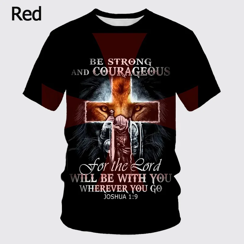 Summer New Arrival Knights Templar Print 3D T-shirt Female Personality T-shirt Sacred Cross Pattern T-shirt Men\'s Casual