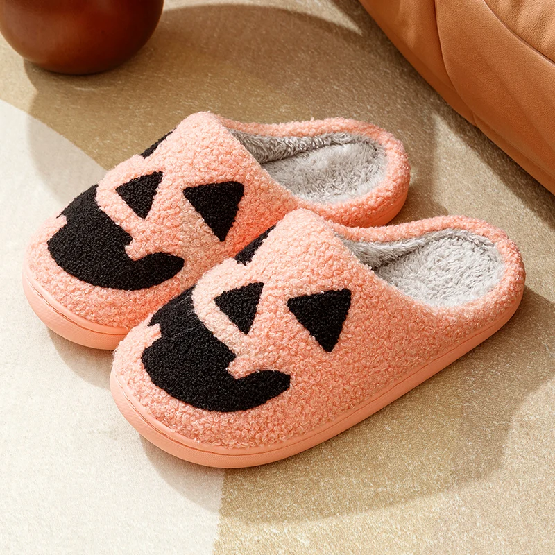 New Style Halloween Women Slippers Indoor Funny Cartoon Pumpkin Soft Sole Home Slipper Winter Warm Comfortable Cotton Shoes