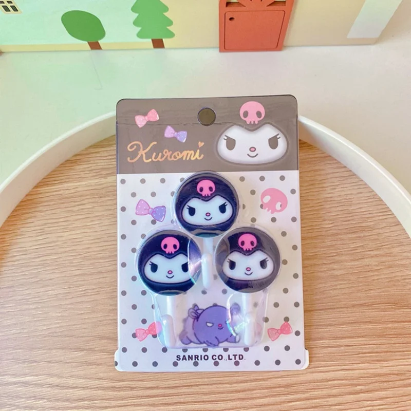 3Pcs Sanrio Kawaii Anime Hello Kitty My Melody Cinnamoroll Cartoon Sticky Hook Punch-free Home Bedroom Kitchen Bathroom Lovely