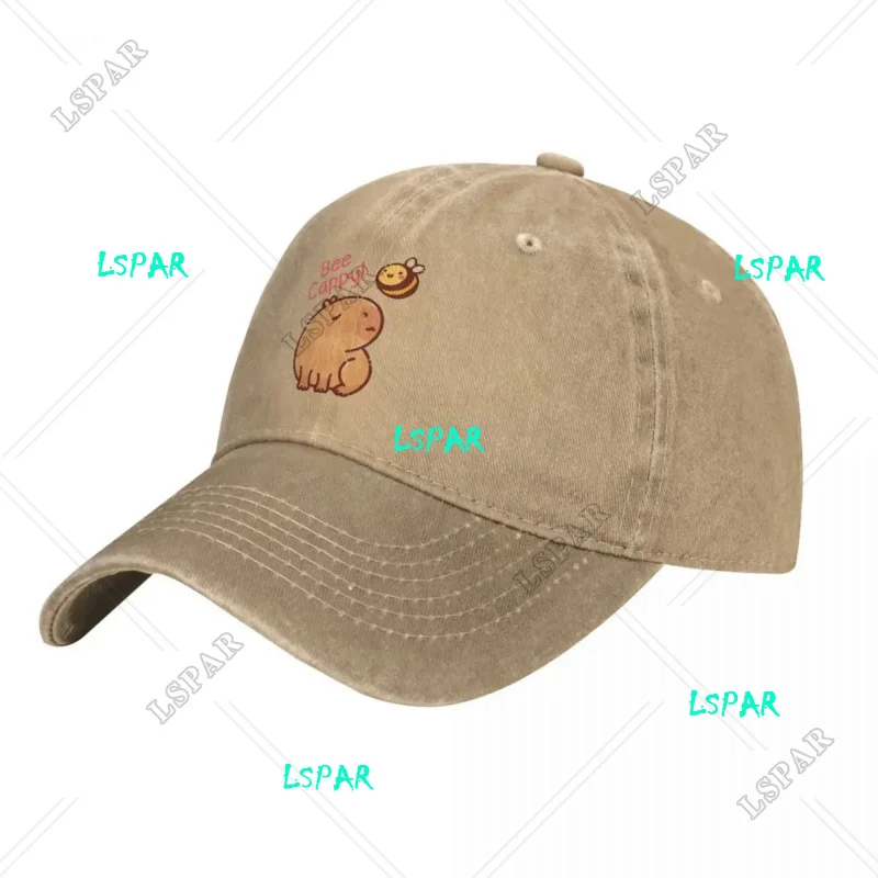 Bee And Capybara Men Women Baseball Cap Bee Cappy Distressed Cotton Caps Hat Vintage Outdoor Summer Sun Cap