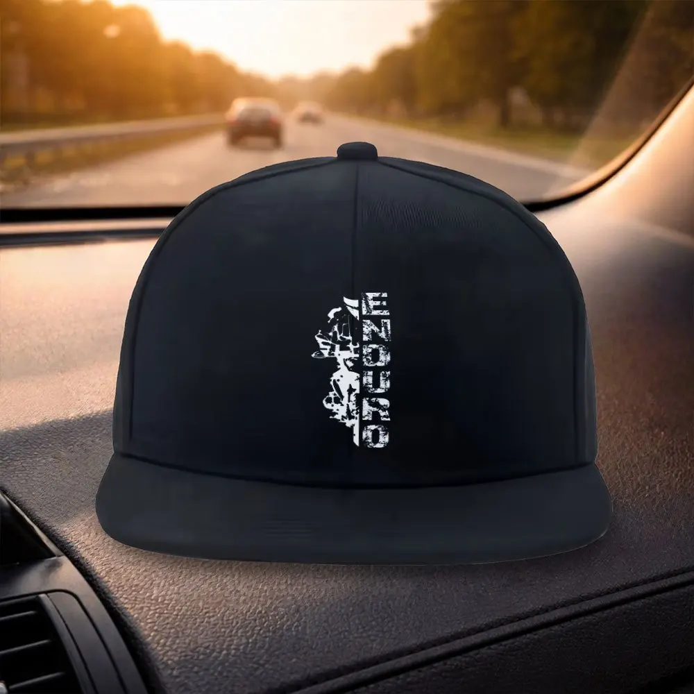 Unisex Classic Flat Brim Baseball Cap  Stylish ENDURO Design  Black Casual Hat  Suitable for Outdoor Activities  Outdoor Headwea