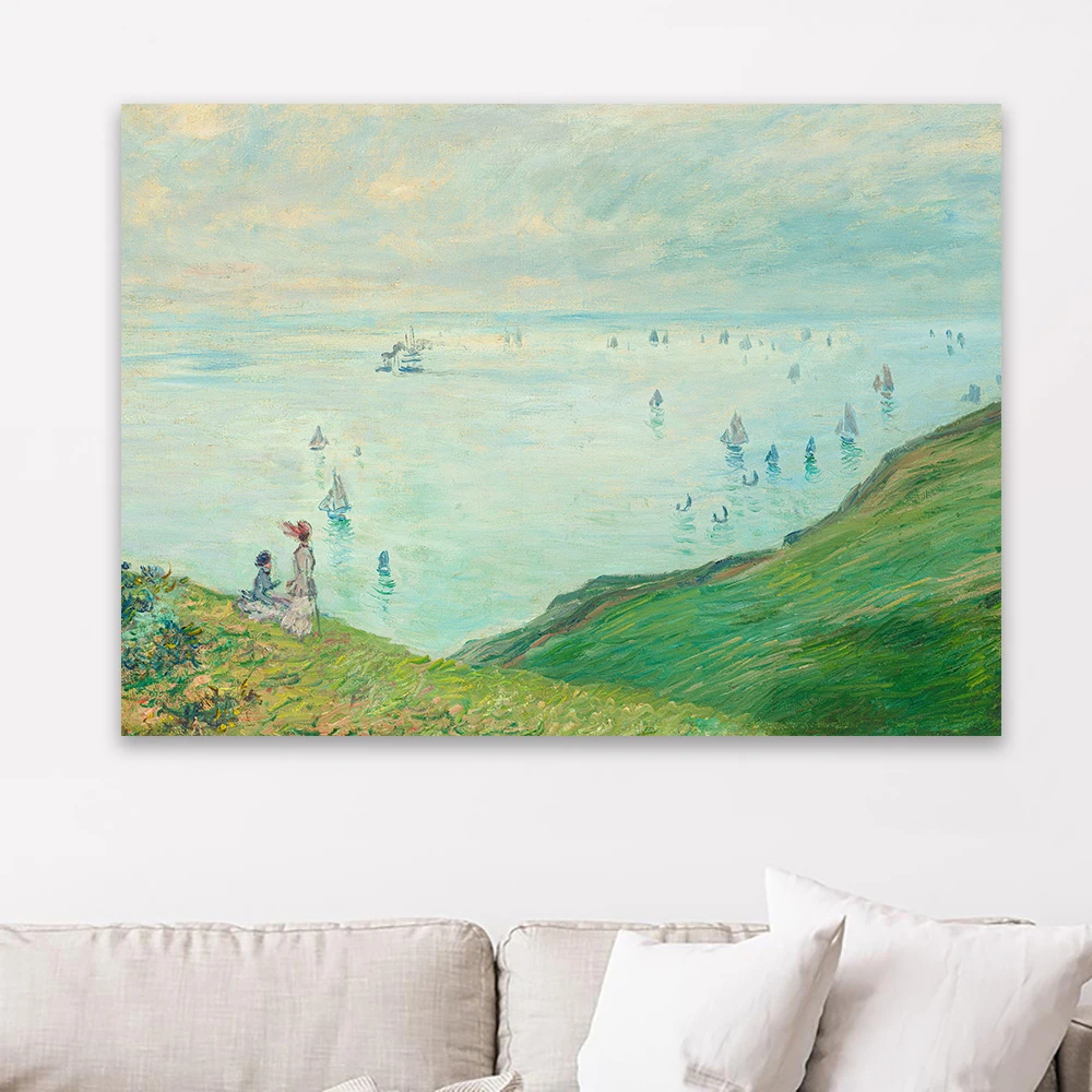 Monet Cliffs at Pourville 1882 Vintage Oil Painting Poster Art Print Claude Monet Canvas Painting Famous Art Poster Decor