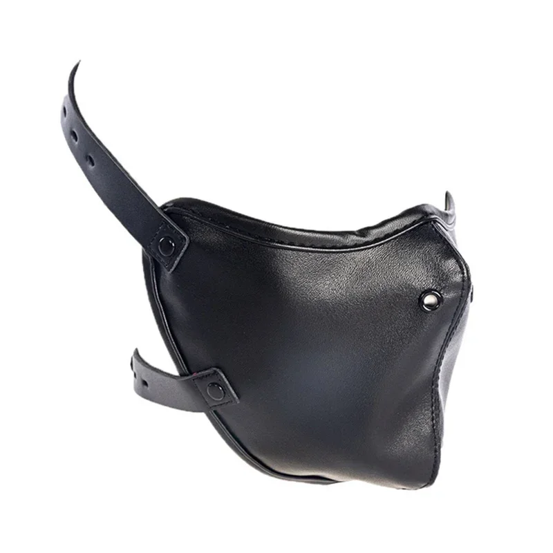 قناع جلدي قابل للتعديل مع الكمامة الفم Bdsm عبودية الرقيق الكرة الفم المكونات الأسود تنفس قناع التدريب لعبة الجنس للنساء مثلي الجنس #5