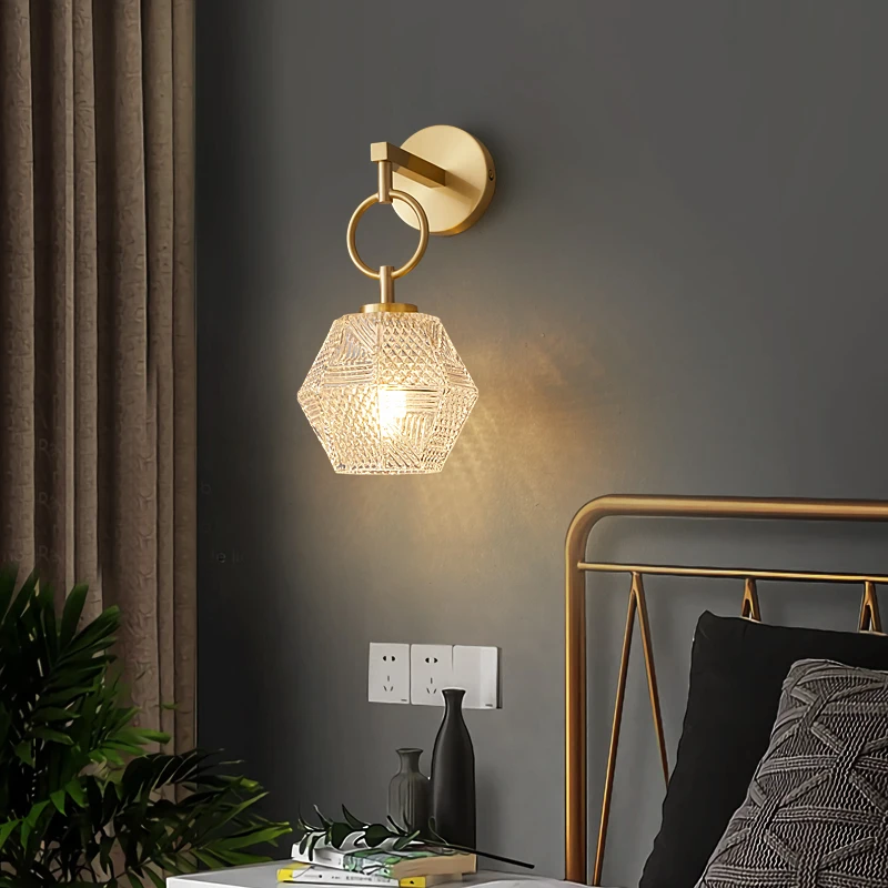 AFRA Modern Copper Wall Sconce Lighting LED Gold Brass Beside Lamp Classic Creative Decor for Home Bedroom Corridor