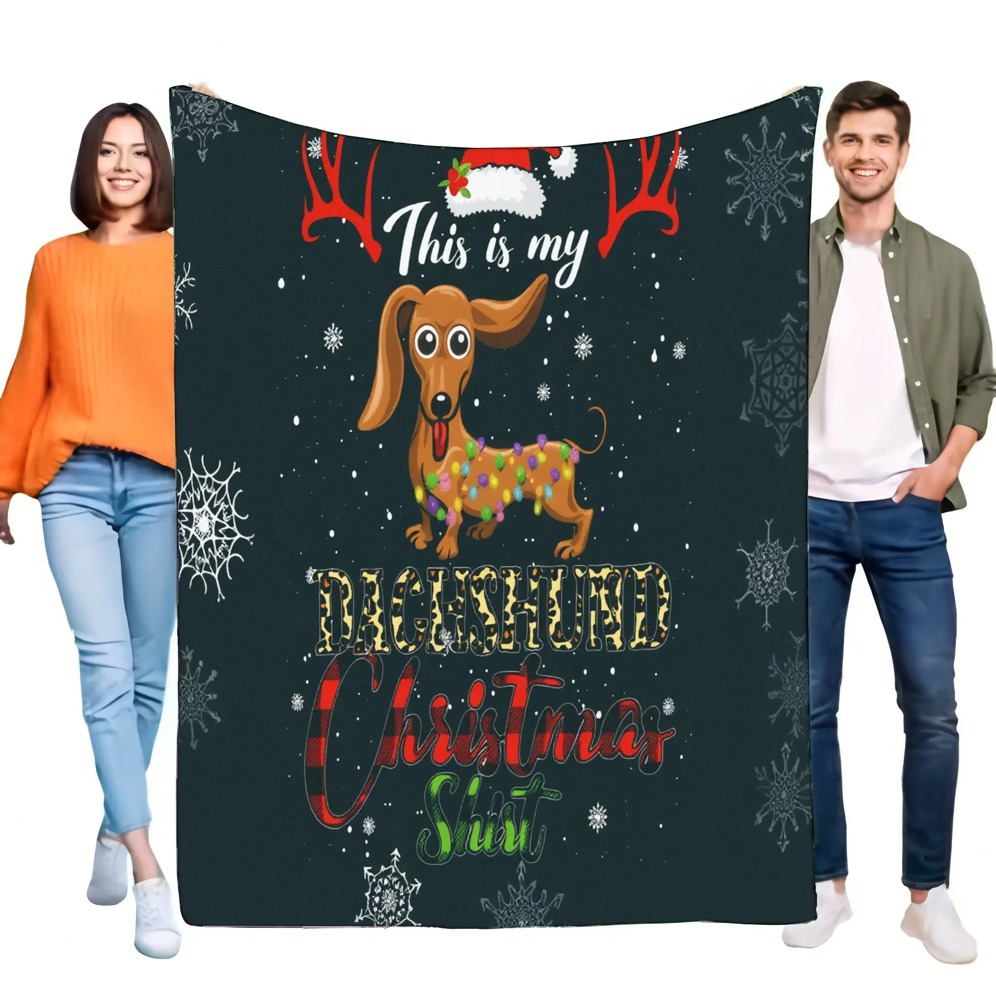 Cobertor de Natal engraçado Dachshund macio e aconchegante para amantes de animais de estimação, ótimo presente para feriados, decorações de Natal, leve, P
