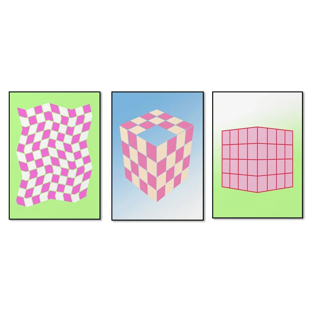 

Checkerboard ART PRINT Checkered trippy 90s y2k psychedelic trippy abstract geometry groovy 70s printable Wall Art