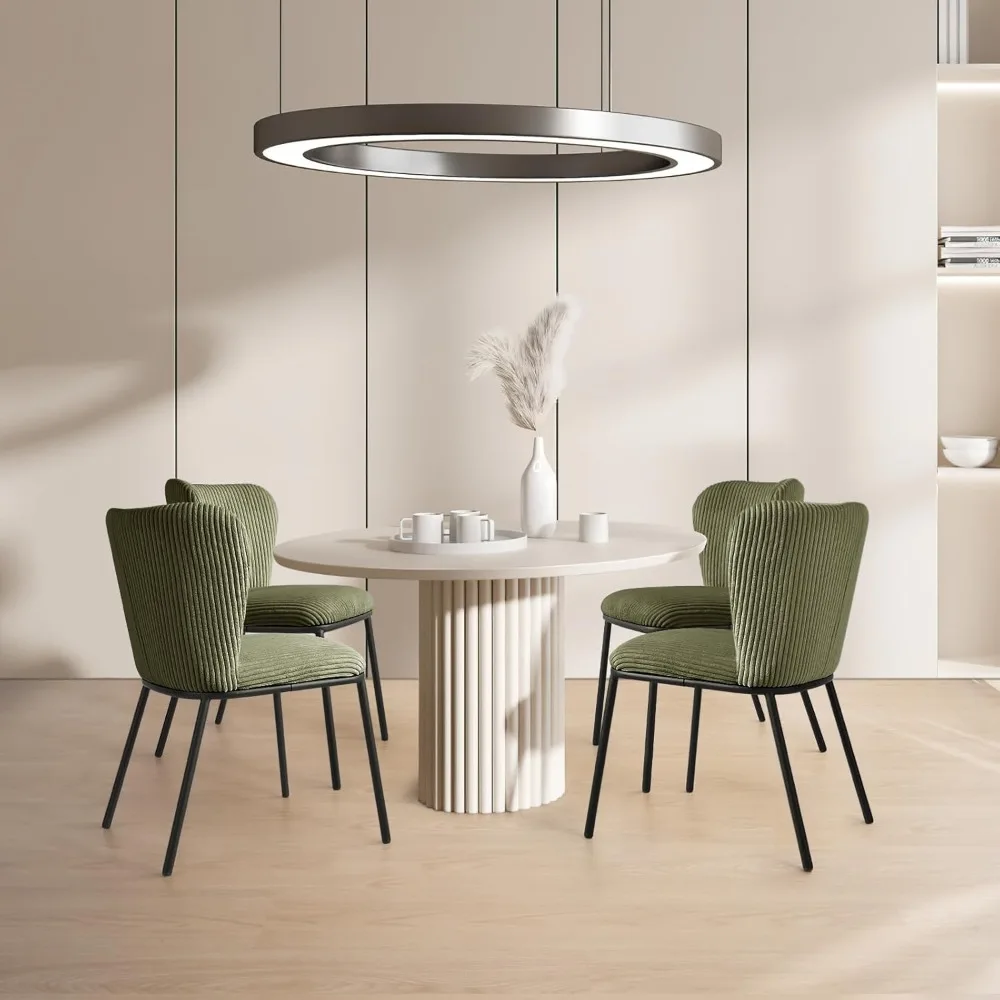 طقم كراسي غرفة الطعام باللون الأخضر مكون من 2، كراسي مطبخ بأرجل سوداء #5