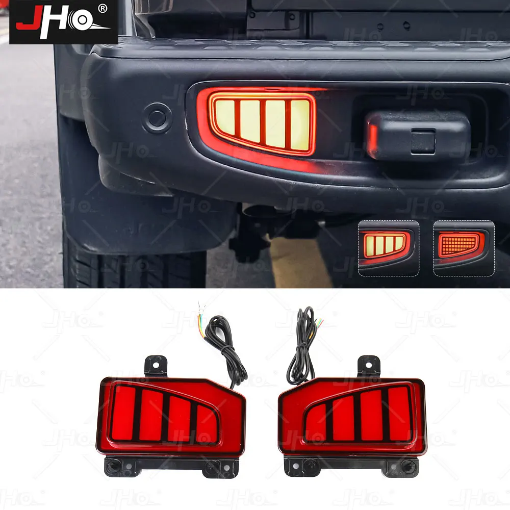 

JHO Amber Rear Bumper Foglights LED Streamer Turn Signal Light Bright Brake Lamps for Jeep Gladiator 2021 2022 2023